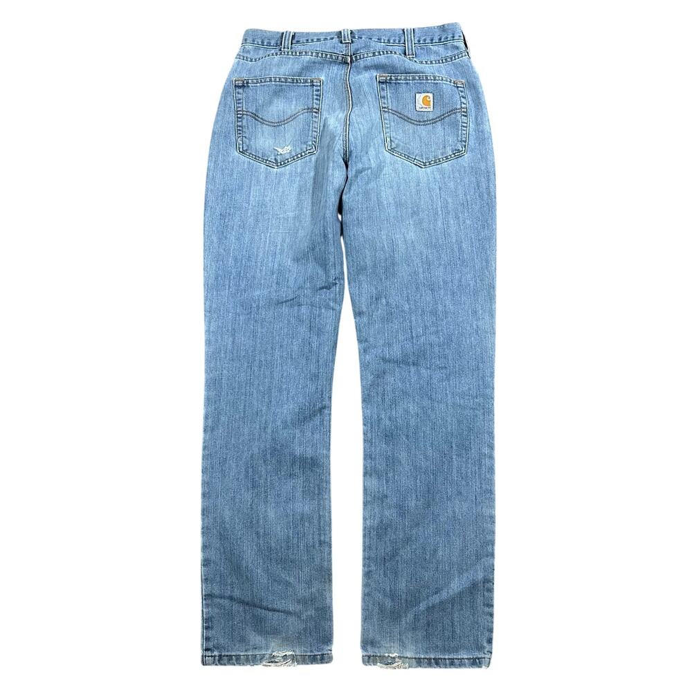 Carhartt Relaxed Fit Jeans 34x34 Faded Distressed Light Wash Blue Denim Pants
